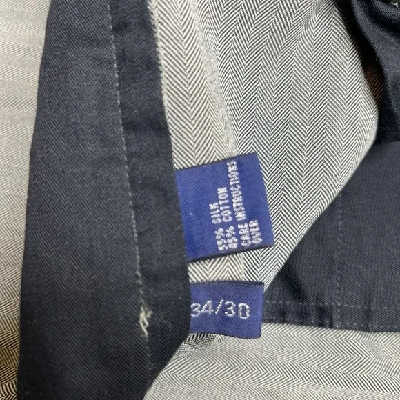 Ralph Lauren Polo Golf Herringbone Silk Cotton Pants Gray Men's Size 34x30 VTG